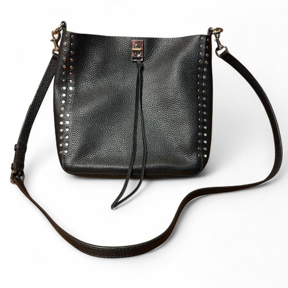 Rebecca Minkoff Darren Stud Feed Bag, Black Pebbled Leather Small Crossbody